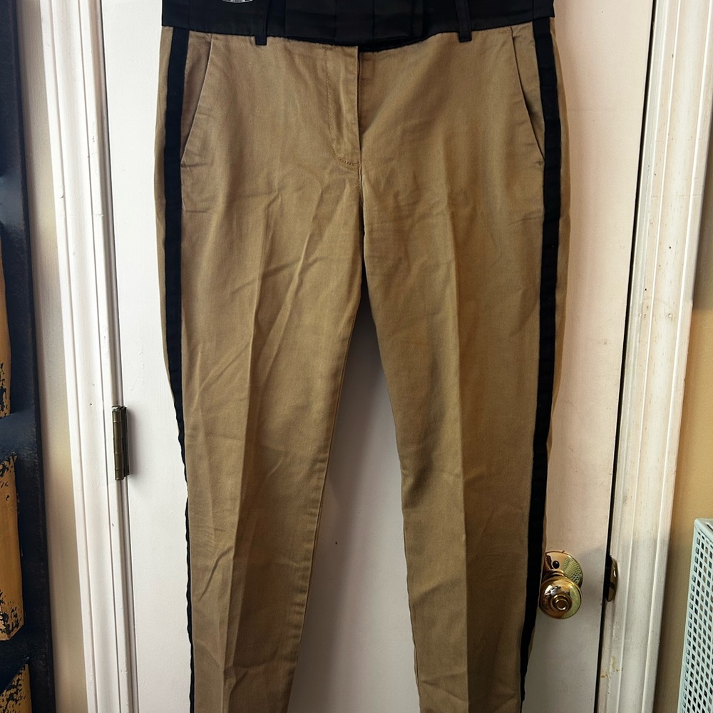 J. Crew Tan Chinos with Black Bow and Black Stripe